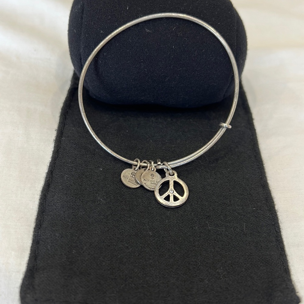 Alex and Ani silver peace sign bangle bracelet